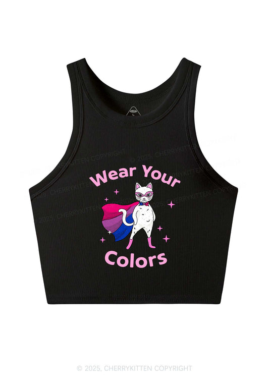 Bisexual Flag Cat Pride Y2K Crop Tank Top Cherrykitten