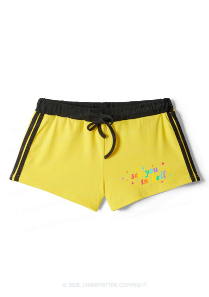 See You In Hell Pride Y2K Drawstring Mini Shorts Cherrykitten
