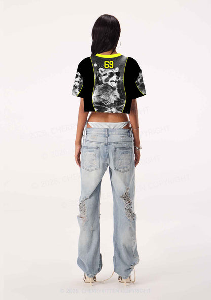 DJ Raccoon Y2K Crop Sport Jersey Shirts Cherrykitten