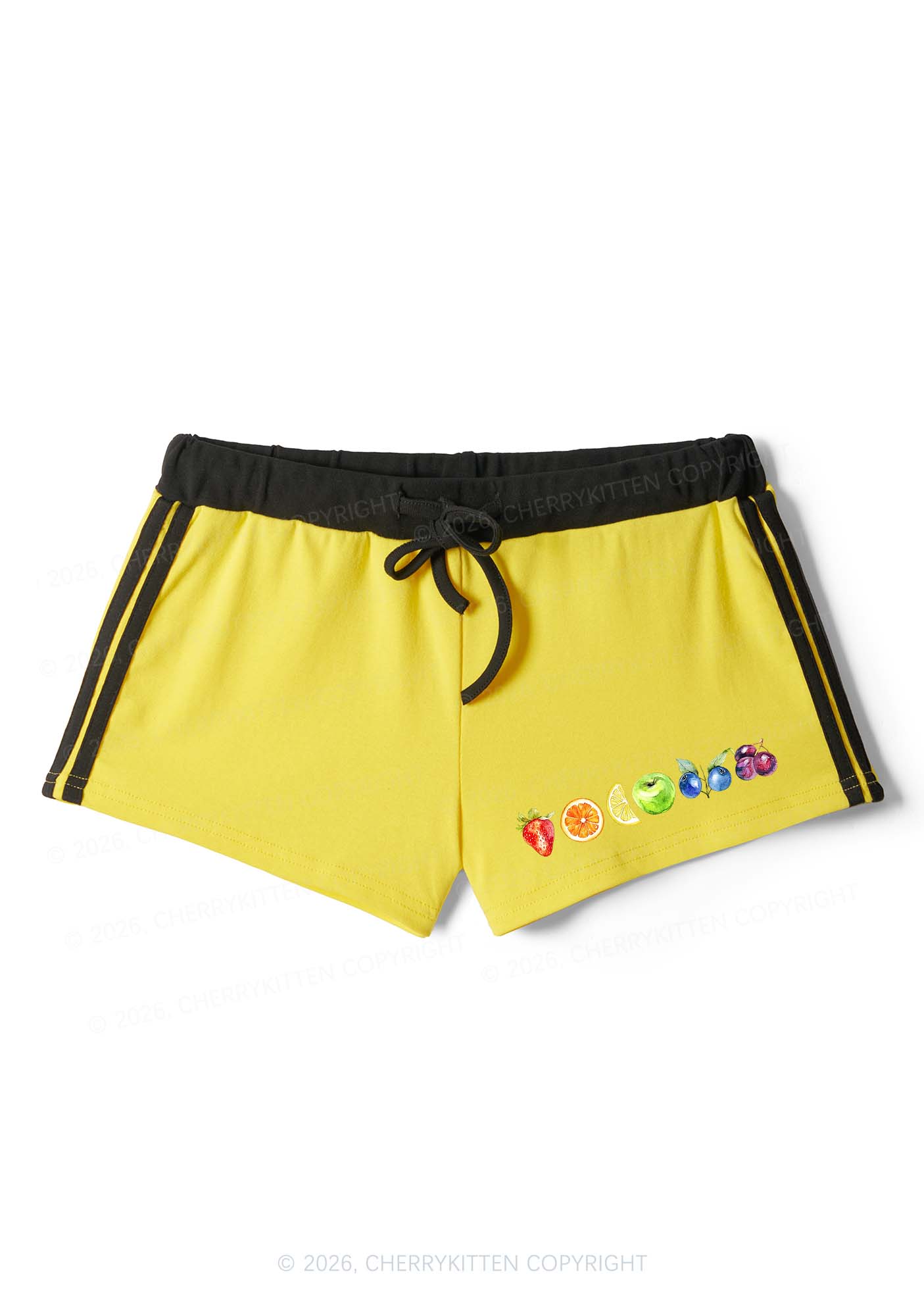 Six Fruity Pride Y2K Drawstring Mini Shorts Cherrykitten