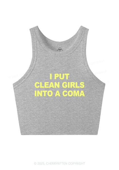 Put Clean Girls Into Coma Y2K Crop Tank Top Cherrykitten