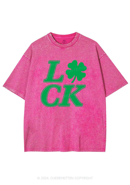 Lucky Clover St Patricks Y2K Washed Tee Cherrykitten