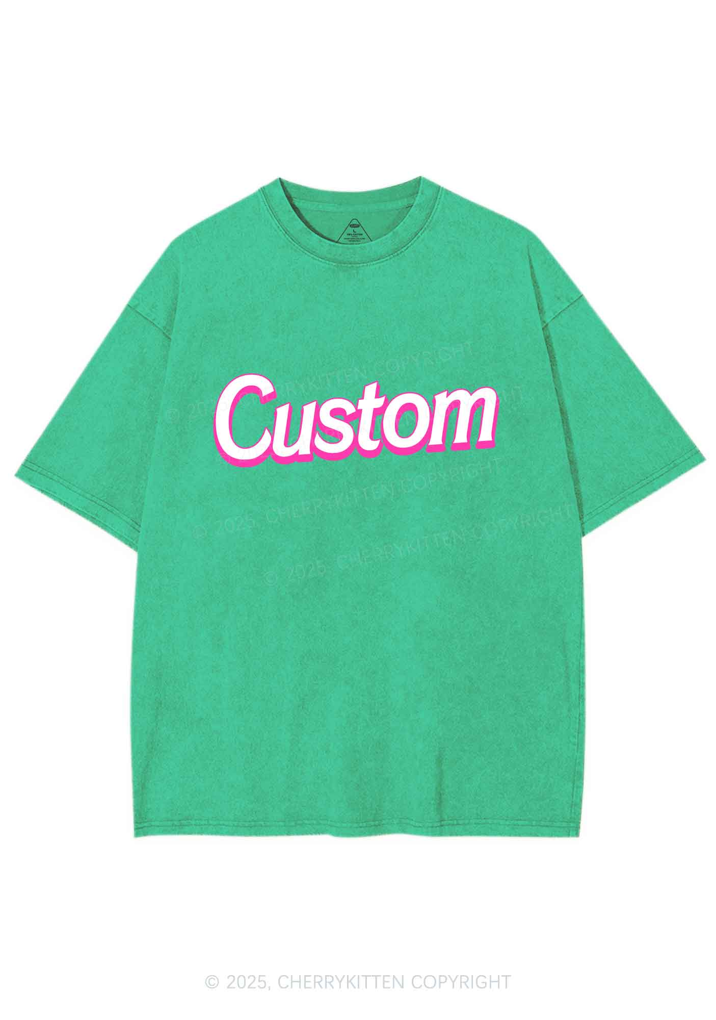 Custom Font Y2K Shirts Washed Tee Cherrykitten