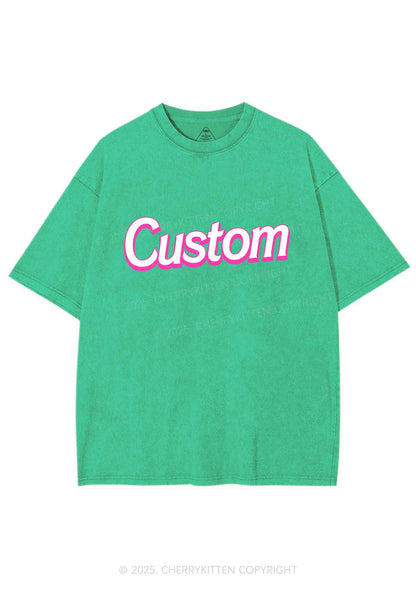 Custom Font Y2K Shirts Washed Tee Cherrykitten