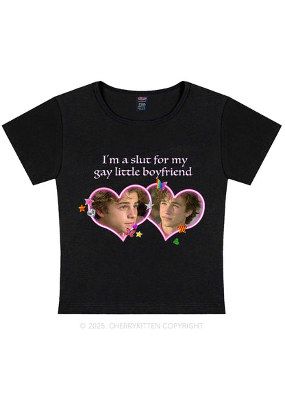 Custom Slxt Gay BF Photo Y2K Baby Tee Cherrykitten
