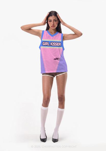 Pink Girl Kisser Pride Y2K Sport Jersey Tank Cherrykitten
