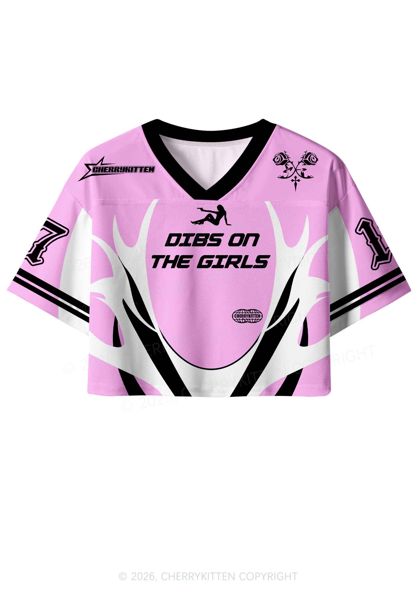 Dibs On The Girls Pride Y2K Crop Sport Jersey Shirts Cherrykitten