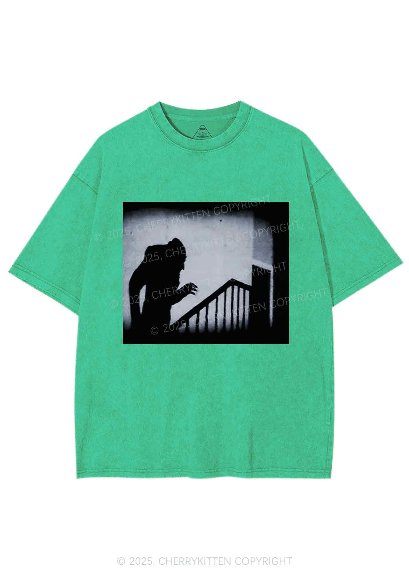 Halloween Stairs Intruder Y2K Shirts Washed Tee Cherrykitten