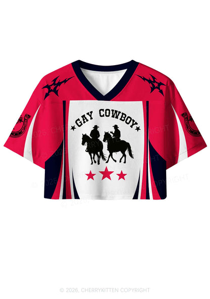 Gay Cowboy Pride Y2K Crop Sport Jersey Shirts Cherrykitten