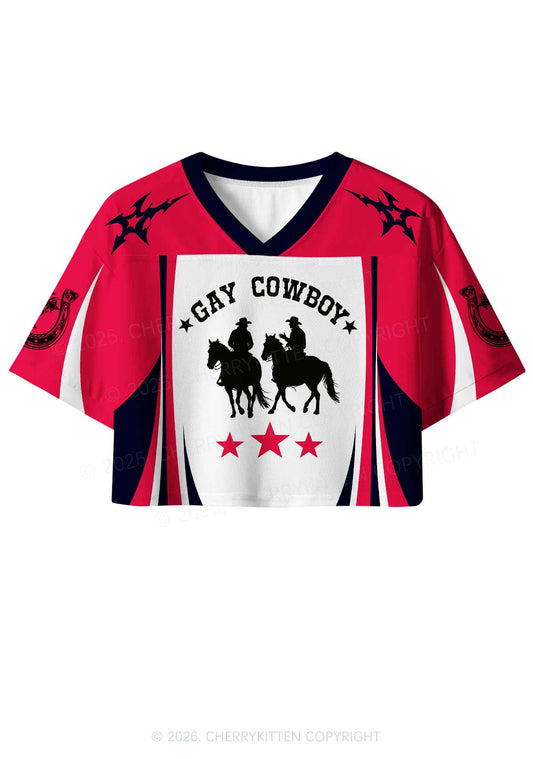 Gay Cowboy Pride Y2K Crop Sport Jersey Shirts Cherrykitten