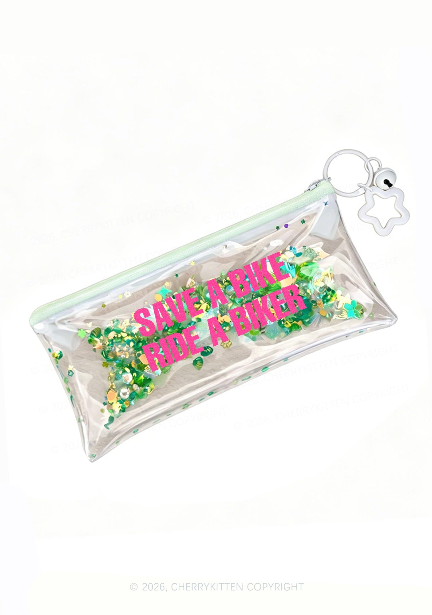 Ride A Biker Y2K Quicksand Transparent Pencil Pouch Cherrykitten
