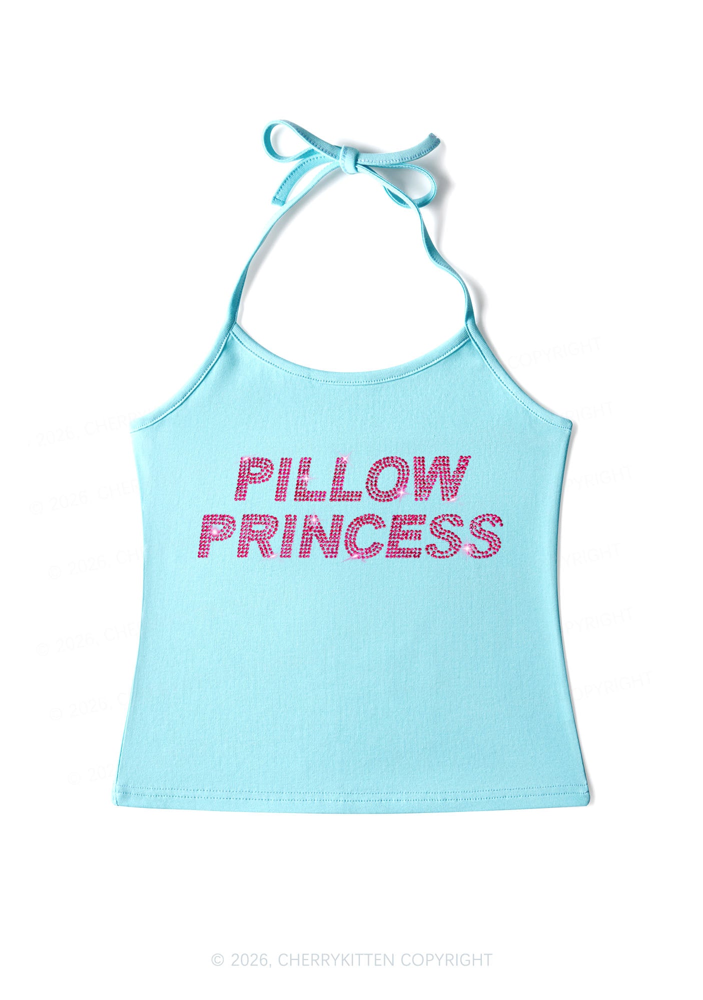 Rhinestone Pillow Princess Y2K Halter Neck Cami Cherrykitten