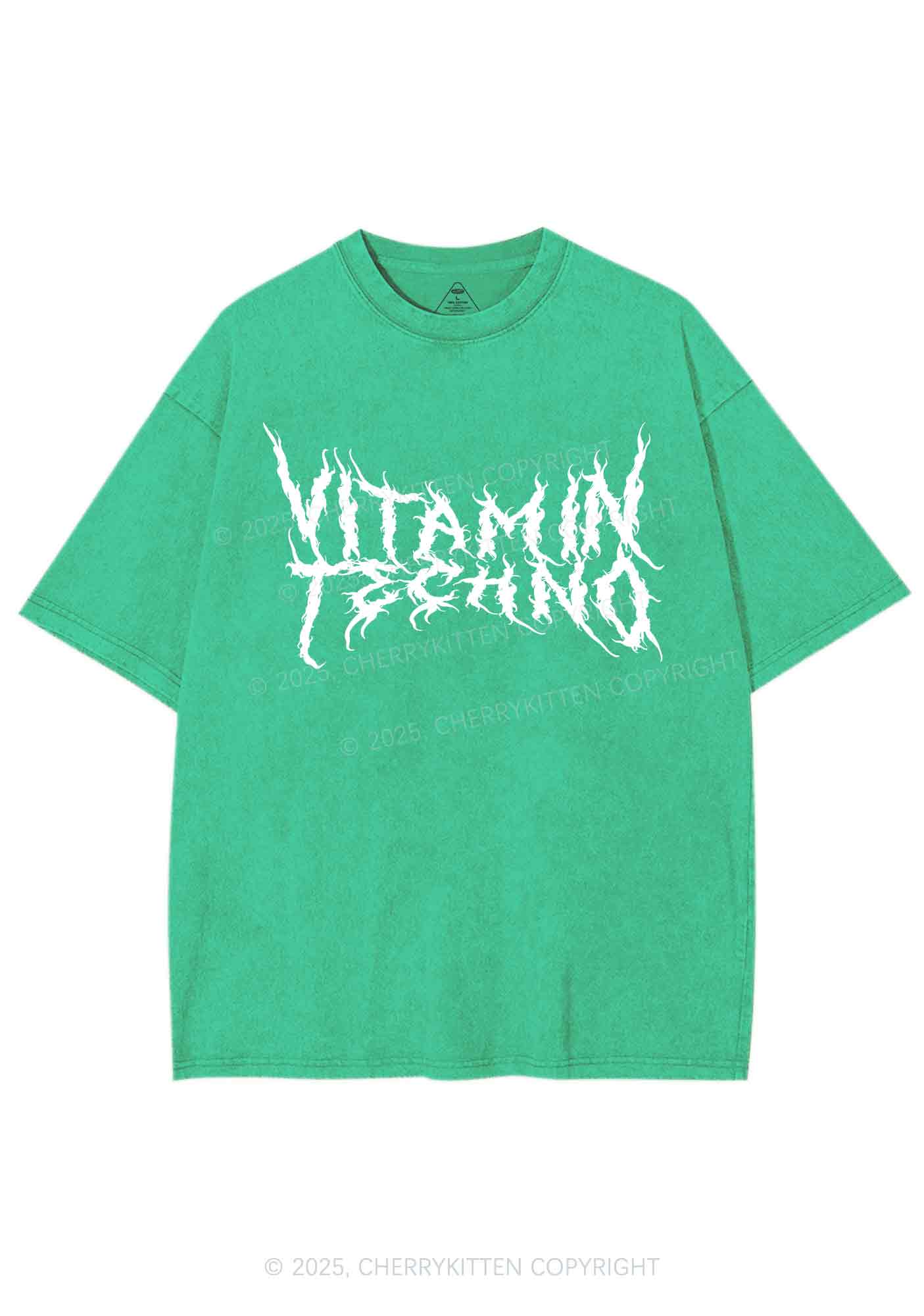 Vitamin Techno Y2K Shirts Washed Tee Cherrykitten