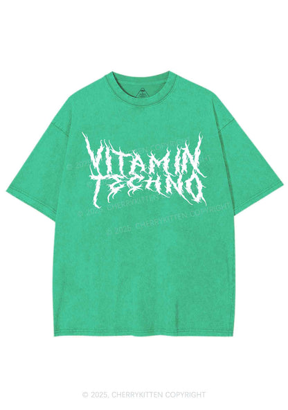 Vitamin Techno Y2K Shirts Washed Tee Cherrykitten