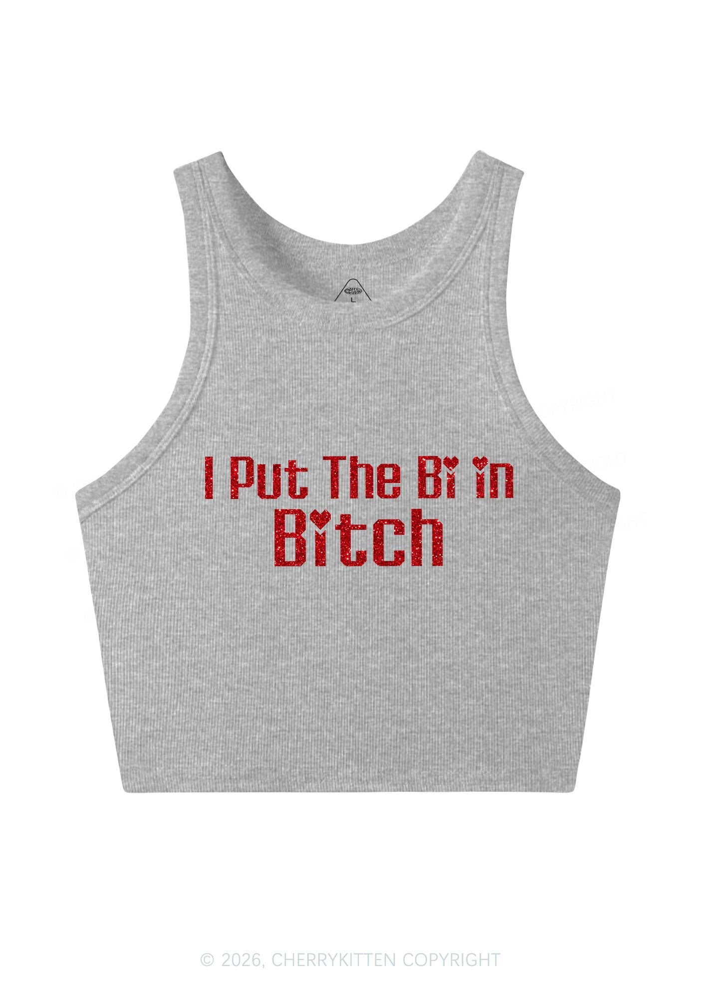 Glitter Put The Bi In Bxxch Pride Y2K Crop Tank Top Cherrykitten
