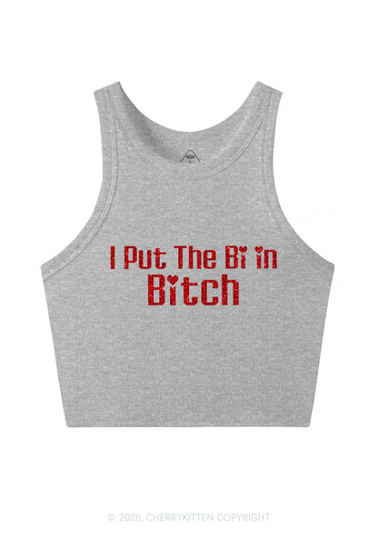 Glitter Put The Bi In Bxxch Pride Y2K Crop Tank Top Cherrykitten