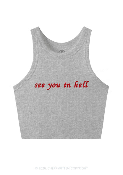 Glitter See You In Hell Pride Y2K Crop Tank Top Cherrykitten