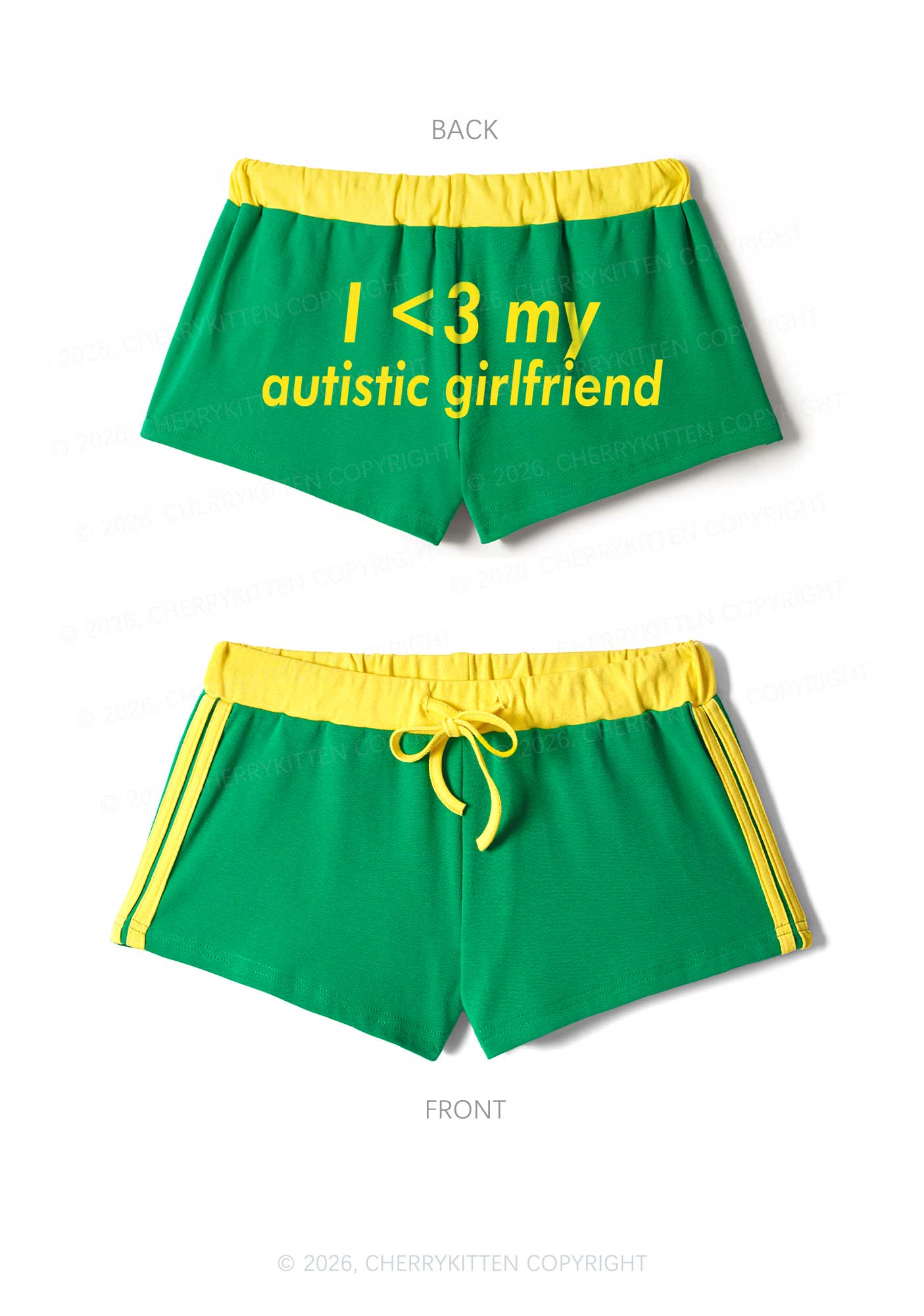 I Love My Autistic GF Valentine's Day Y2K Drawstring Mini Shorts Cherrykitten