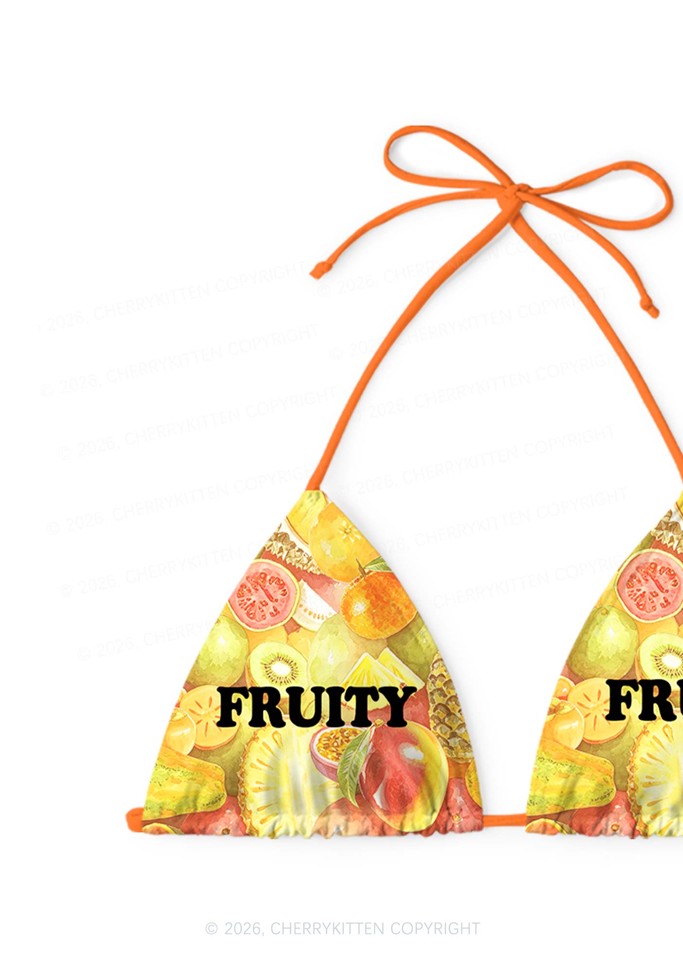Orange Fruity Pride Y2K Print Bikini Set Cherrykitten
