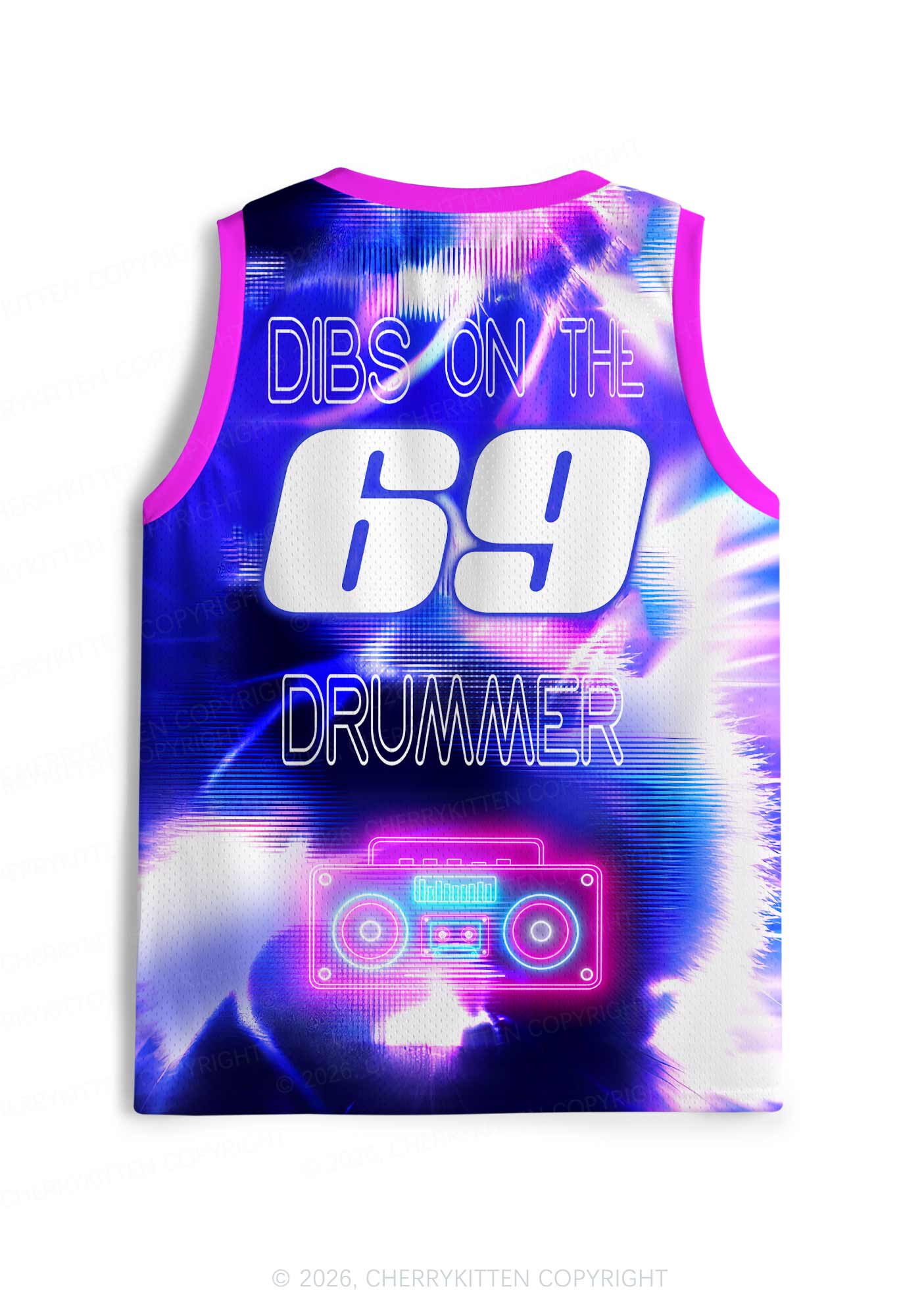 Blue Sound Wave Dibs On Drummer Y2K Sport Jersey Tank Cherrykitten