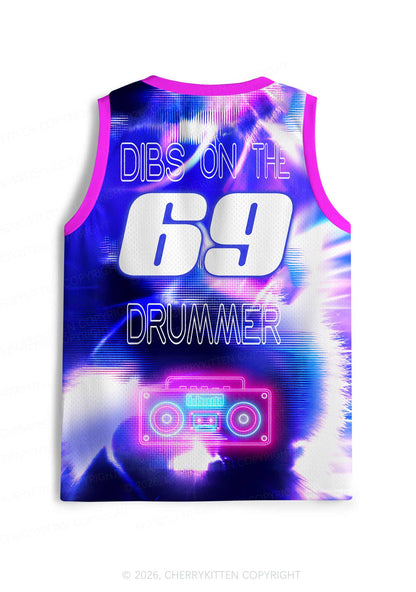 Blue Sound Wave Dibs On Drummer Y2K Sport Jersey Tank Cherrykitten