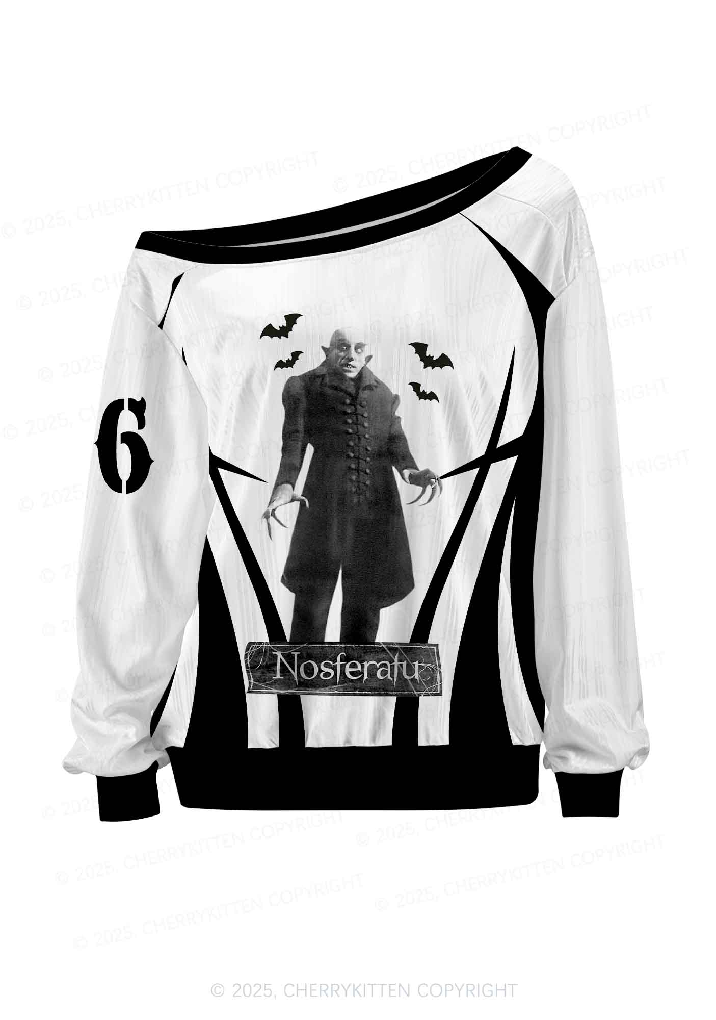 Halloween Custom Bat Monster Y2K Off Shoulder Long Sleeve Sport Jersey Shirts Cherrykitten