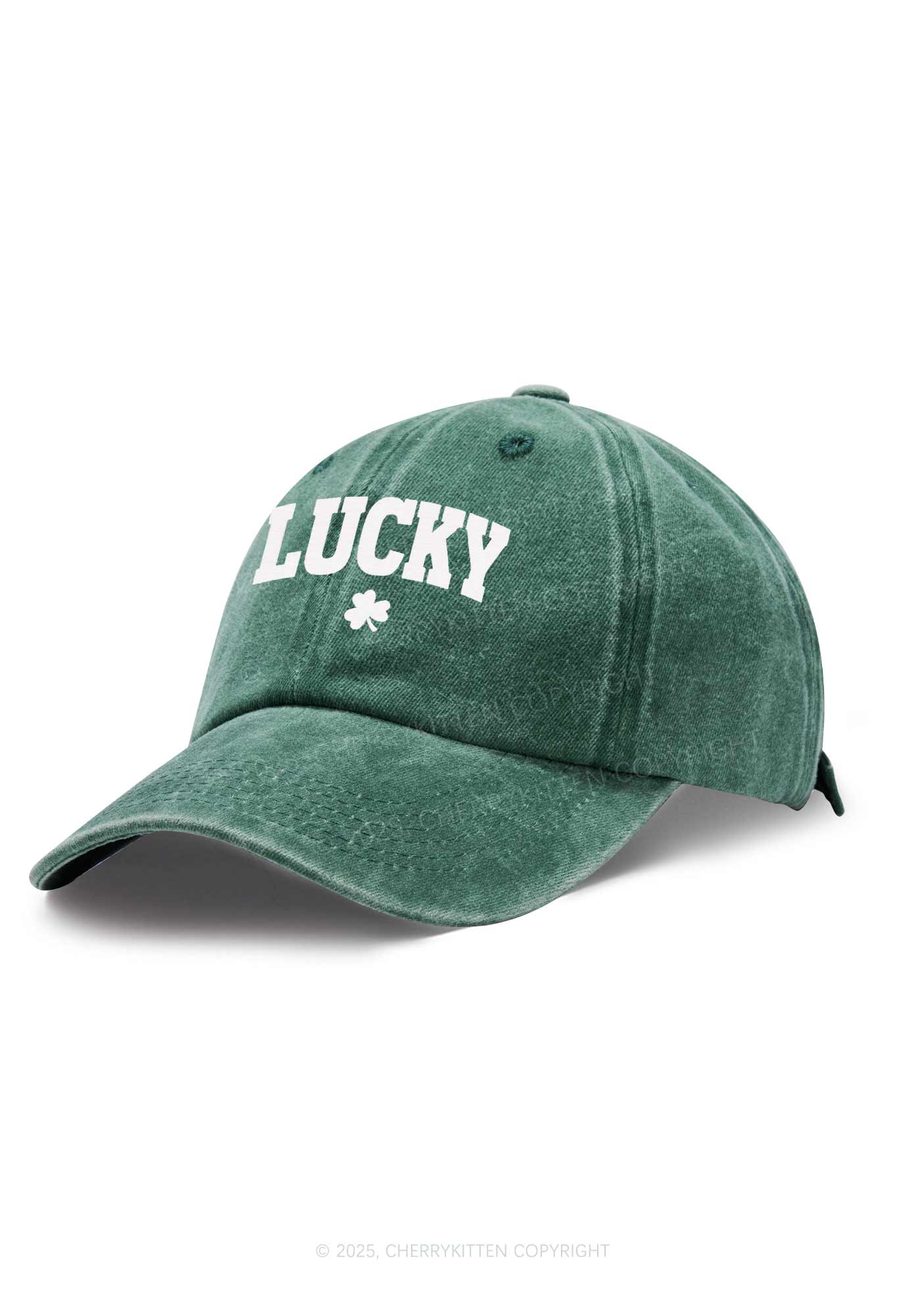 Embroidered Lucky Shamrock St Patricks Y2K Washed Baseball Cap Cherrykitten