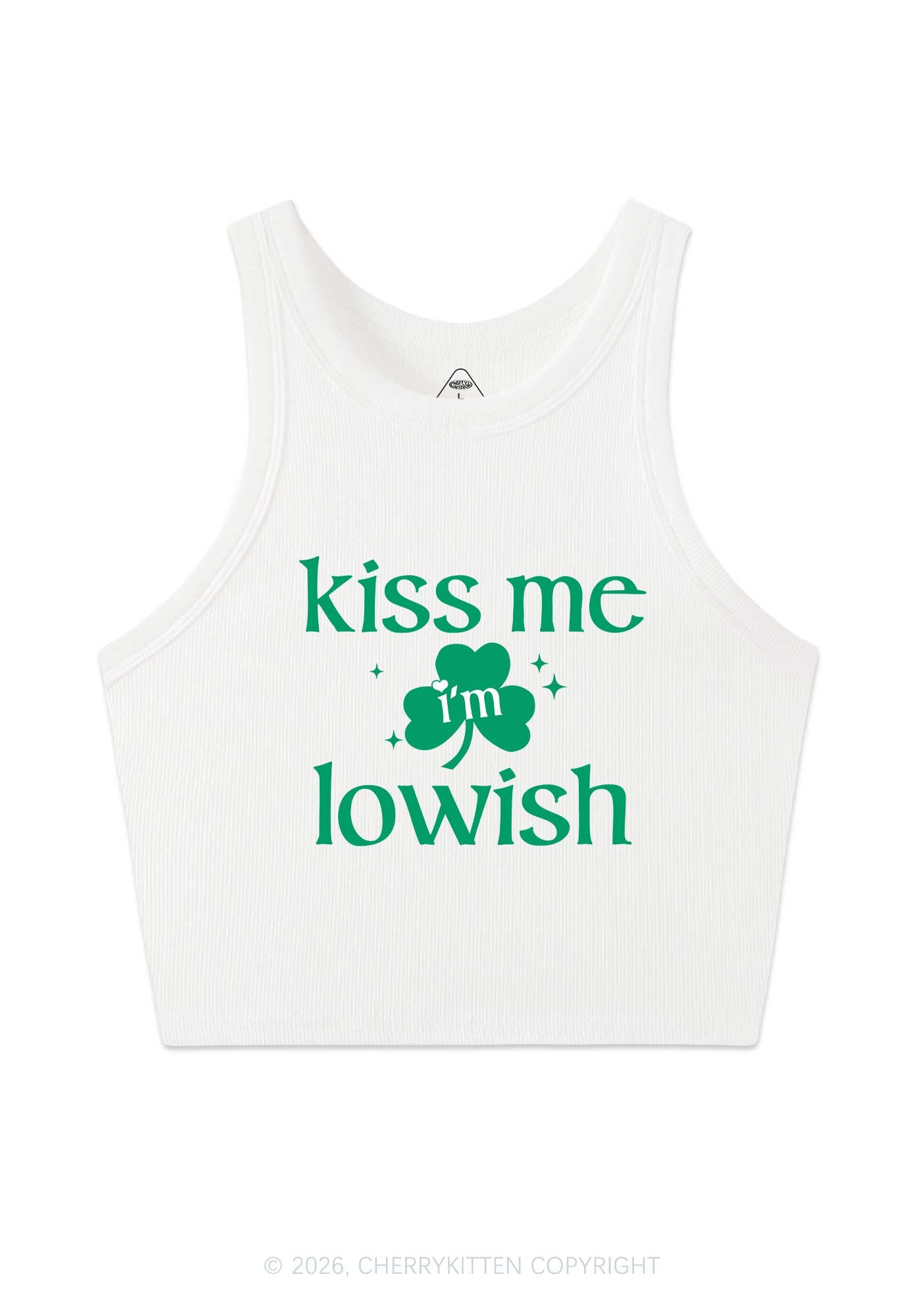 Kiss Me Im Iowish St Patricks Y2K Crop Tank Top Cherrykitten