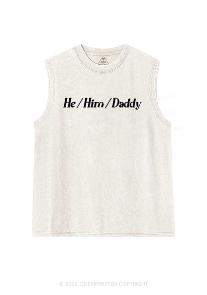 He Him Daddy Pride Y2K Washed Muscle Tank Cherrykitten