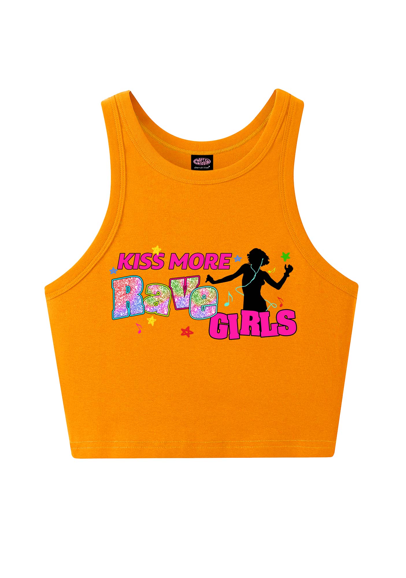 Kiss More Rave Girls Y2K Crop Tank Top Cherrykitten