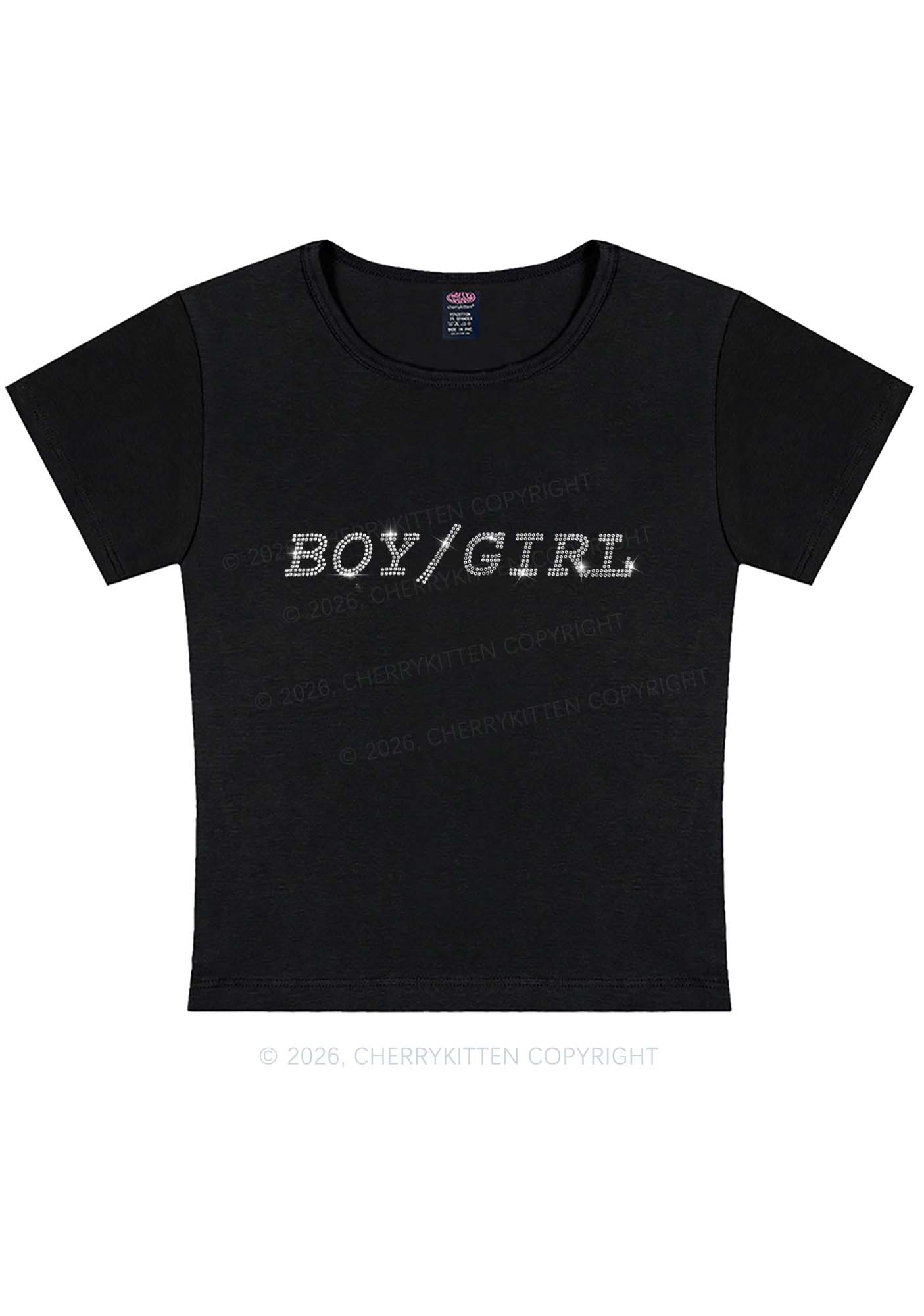 Rhinestone Boy Or Girl Pride Y2K Baby Tee Cherrykitten