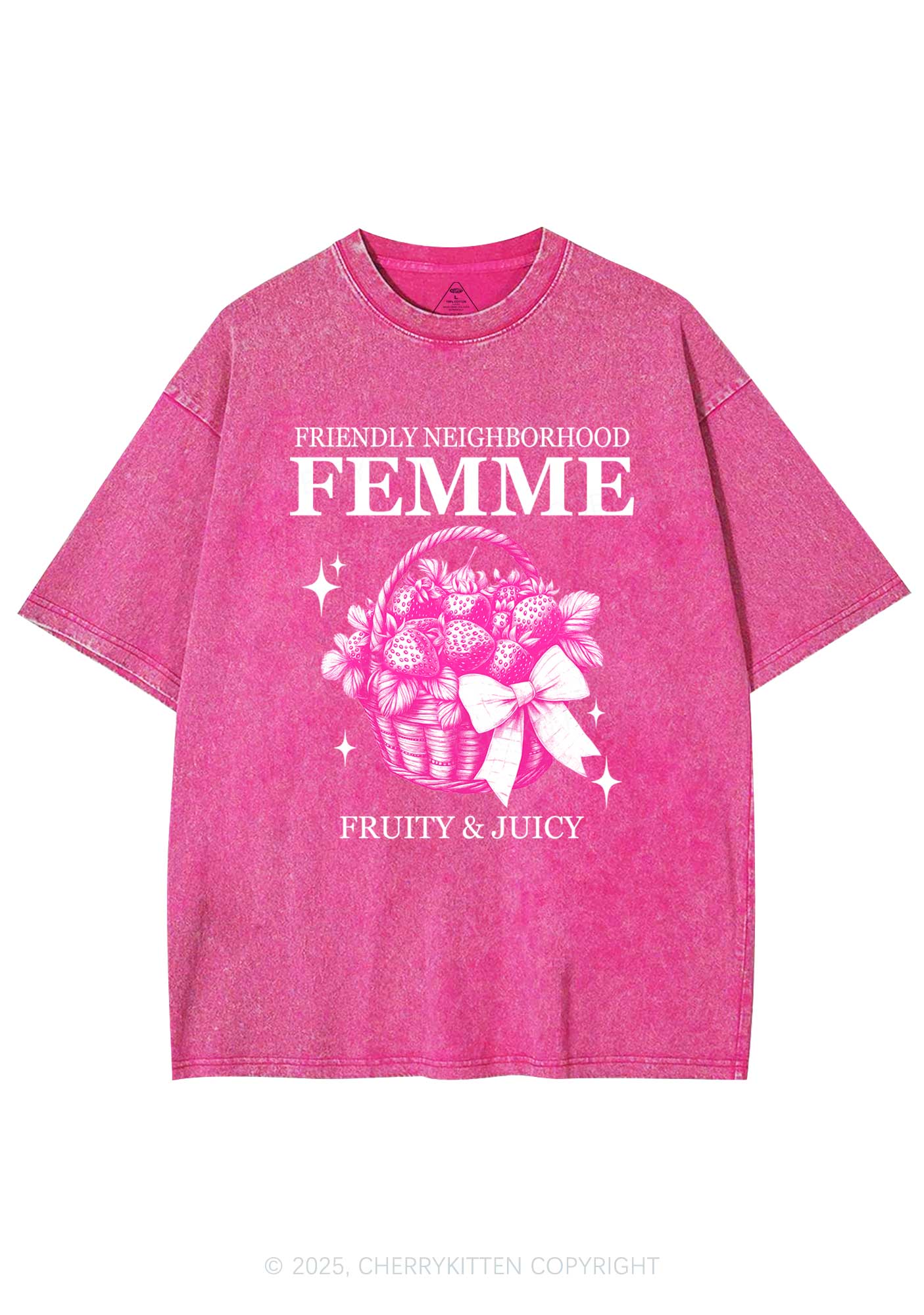 Friendly Neighborhood Femme Y2K Shirts Washed Tee Cherrykitten