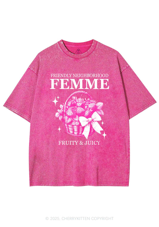 Friendly Neighborhood Femme Y2K Shirts Washed Tee Cherrykitten