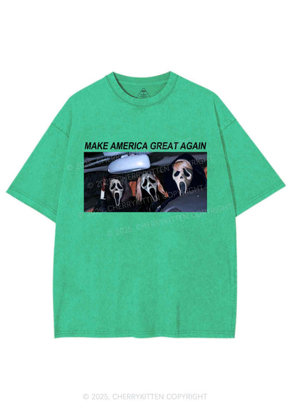 Halloween Ghost Make America Great Again Y2K Shirts Washed Tee Cherrykitten