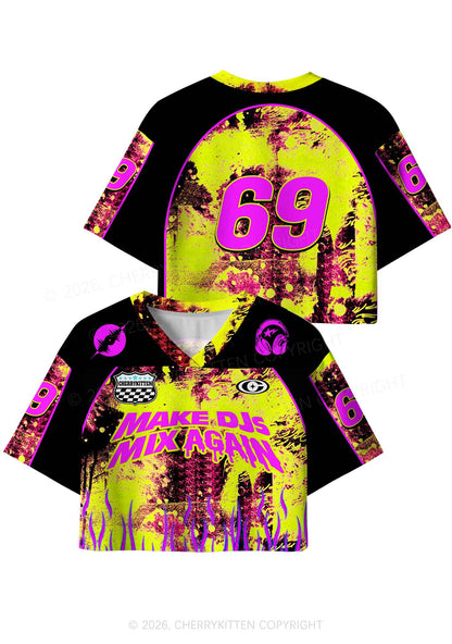 Make DJs Mix Again Y2K Crop Sport Jersey Shirts Cherrykitten