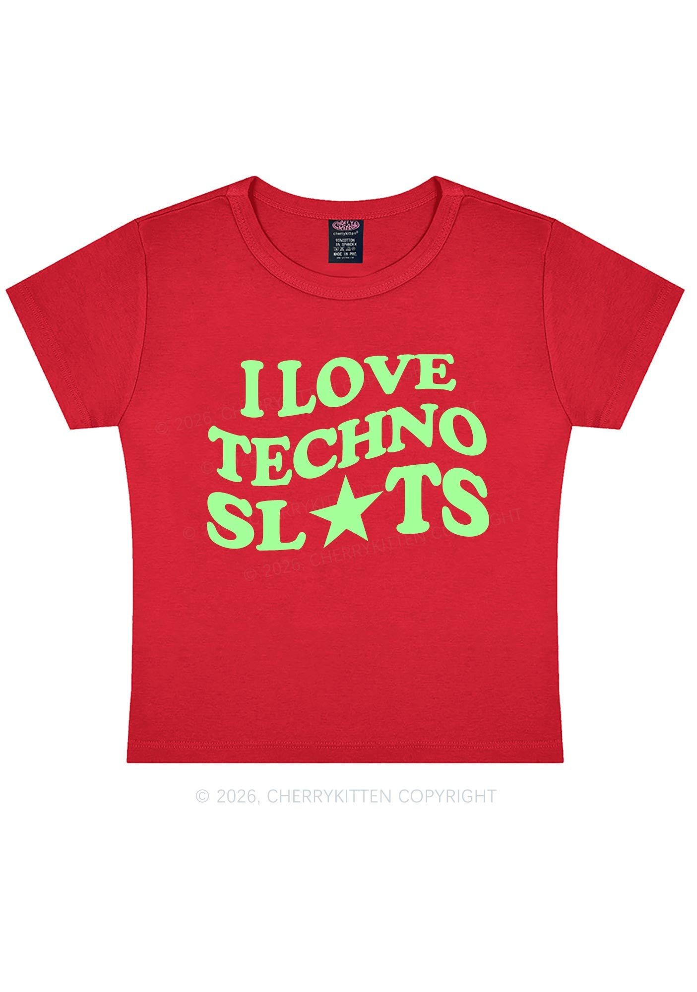 I Love Techno Slxts Y2K Baby Tee Cherrykitten