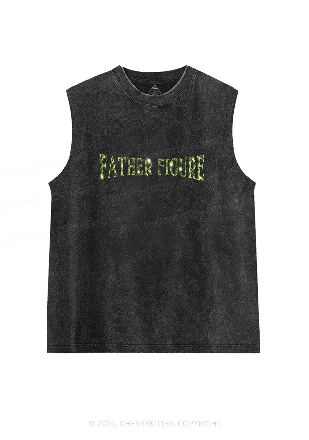 Rhinestone Father Figure Y2K Washed Muscle Tank Cherrykitten