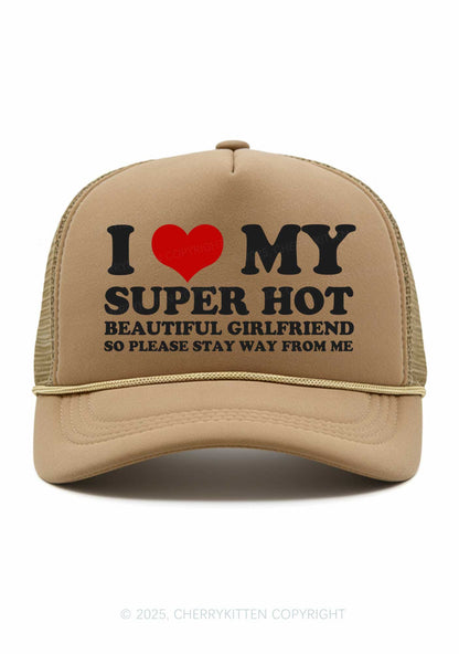 Love My Super Hot GF Valentine's Day Y2K Trucker Hat Cherrykitten