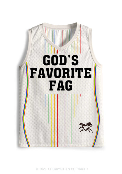 Gods Favorite Fag Rainbow Stripes Pride Y2K Sport Jersey Tank Cherrykitten