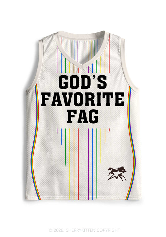 Gods Favorite Fag Rainbow Stripes Pride Y2K Sport Jersey Tank Cherrykitten