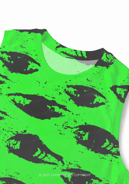 Eyes On Bright Green Y2K Mesh Muscle Tank Cherrykitten