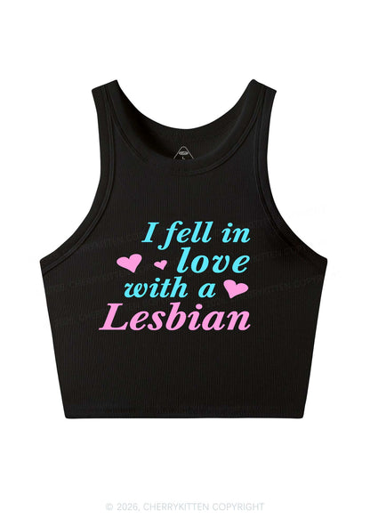 I Fell In Love With Lesbian Pride Y2K Crop Tank Top Cherrykitten