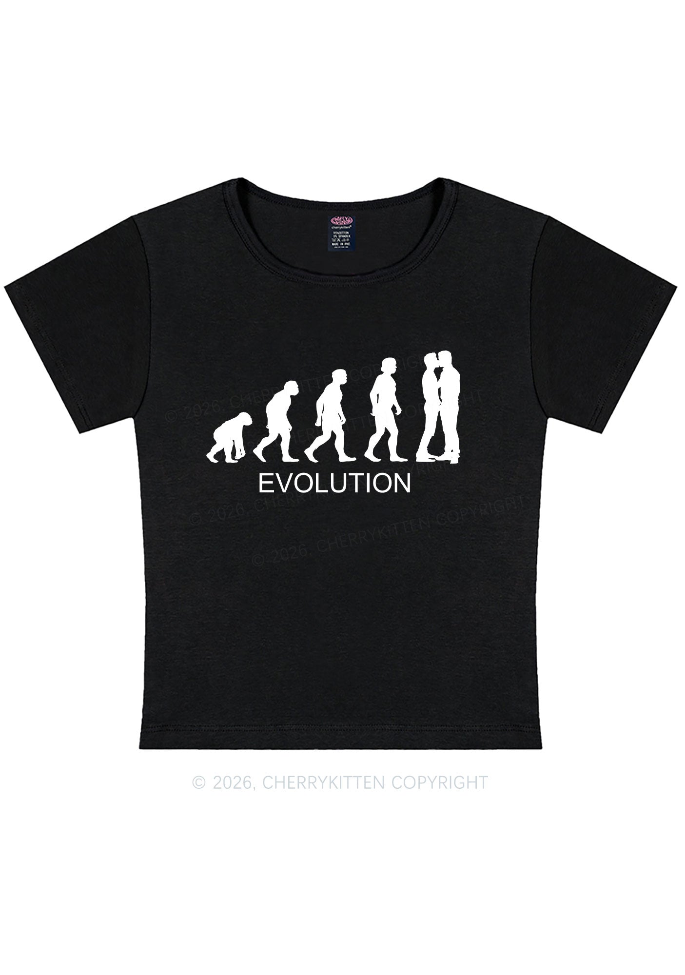 Gay Evolution Pride Y2K Baby Tee Cherrykitten