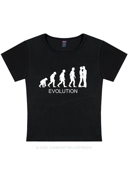 Gay Evolution Pride Y2K Baby Tee Cherrykitten