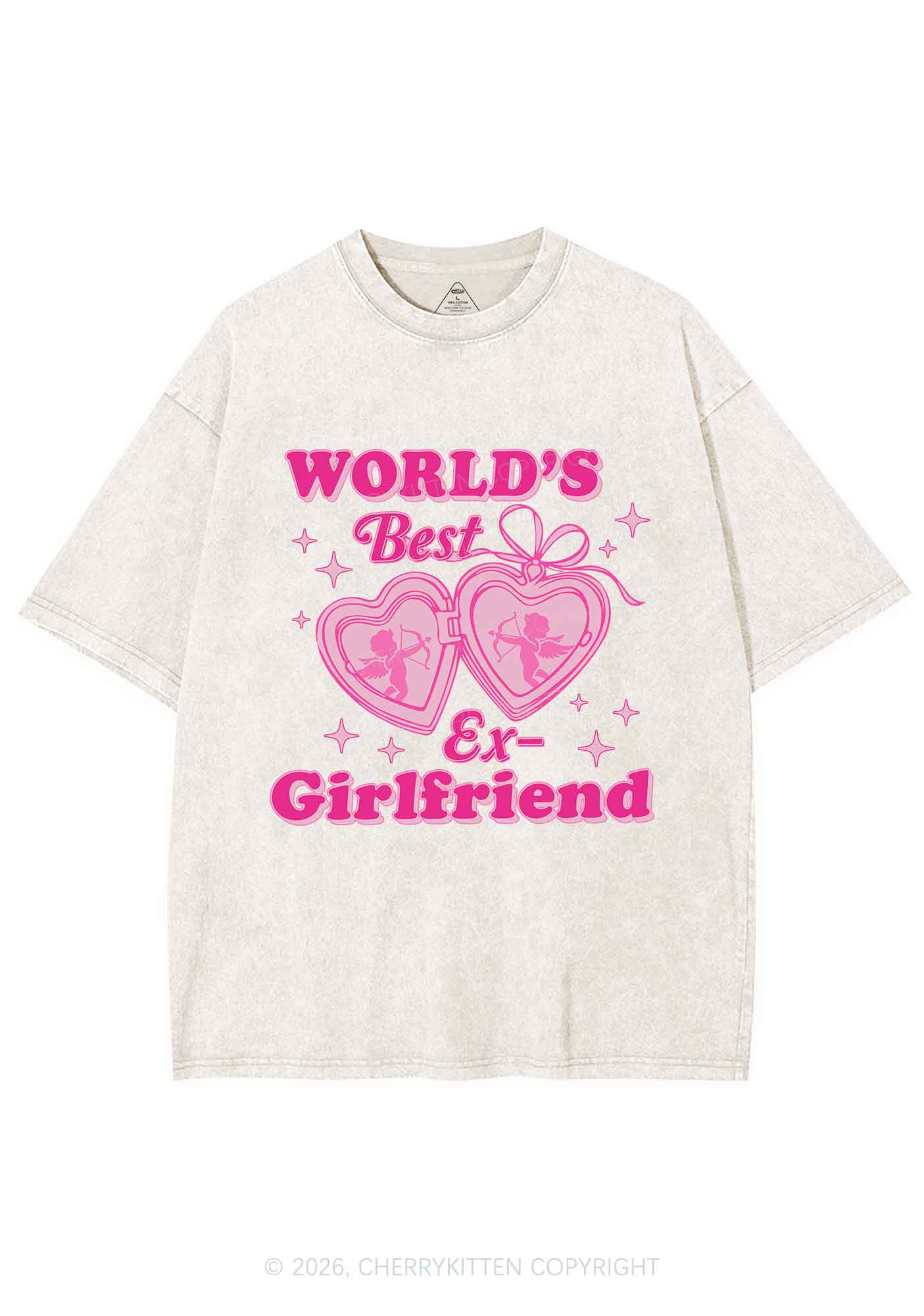 Worlds Best Ex GF Valentine's Day Y2K Shirts Washed Tee Cherrykitten