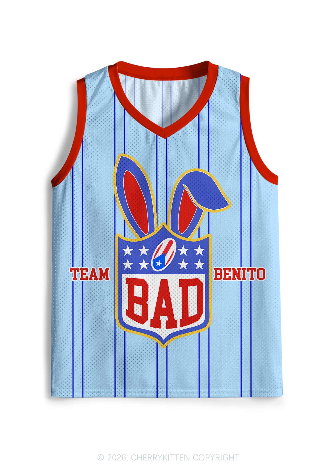 Blue Stripe Football Bunny Y2K Sport Jersey Tank Cherrykitten