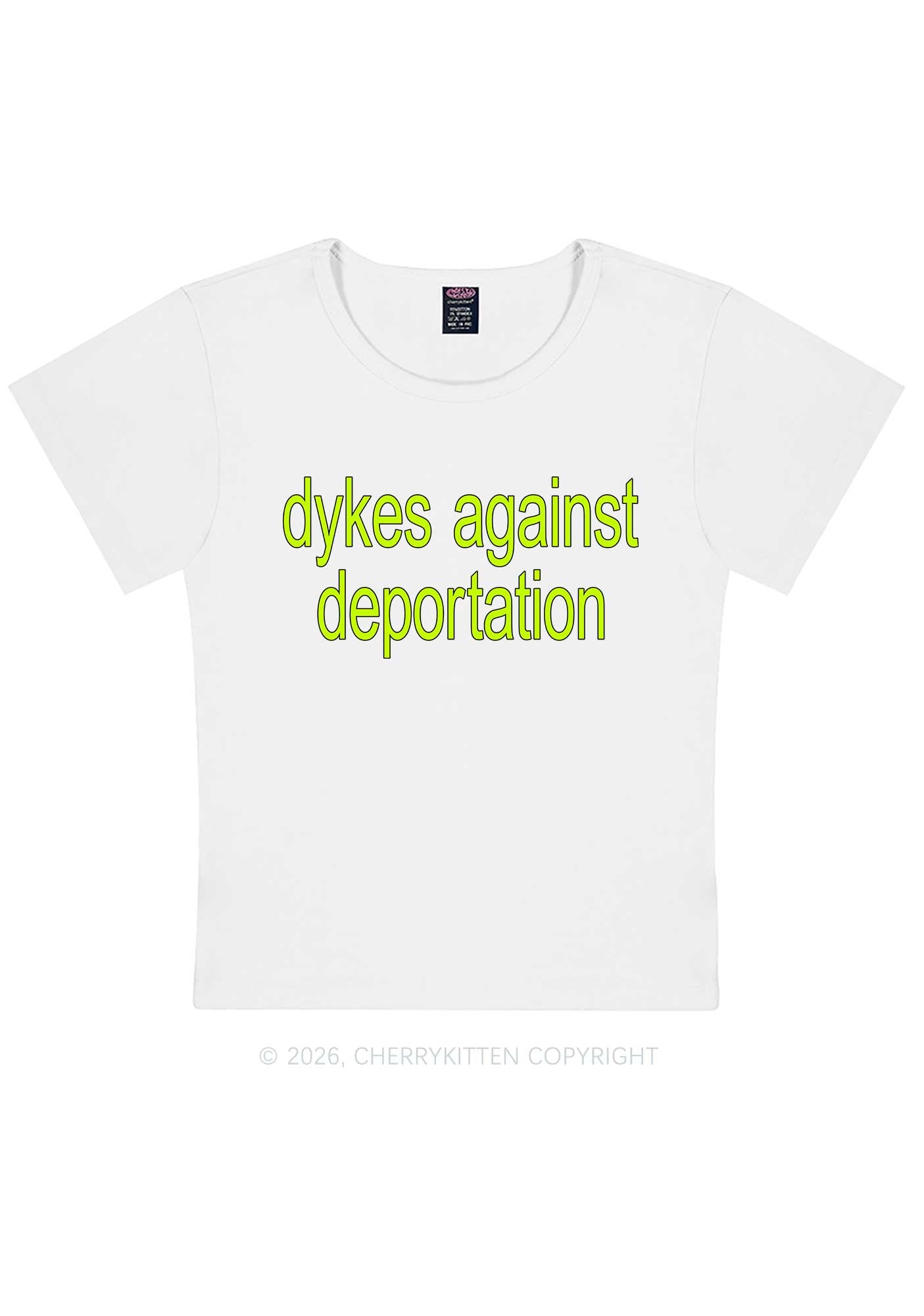 Dykes Against Deportation Pride Y2K Baby Tee Cherrykitten