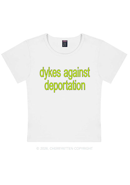 Dykes Against Deportation Pride Y2K Baby Tee Cherrykitten
