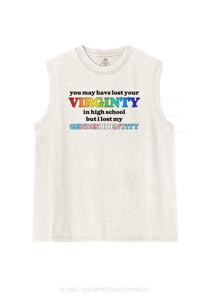 I Lost My Gender Identity Pride Y2K Washed Muscle Tank Cherrykitten