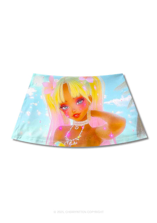 Flower Princess Y2K Print Mini Skirt Cherrykitten